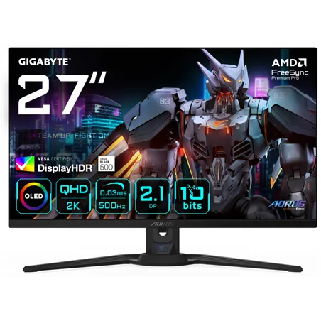 MONITOR GAMING GIGABYTE G27QQ5P 27" 2560x1440 QHD500Hz OLED KVM G-SYNC FreeSync