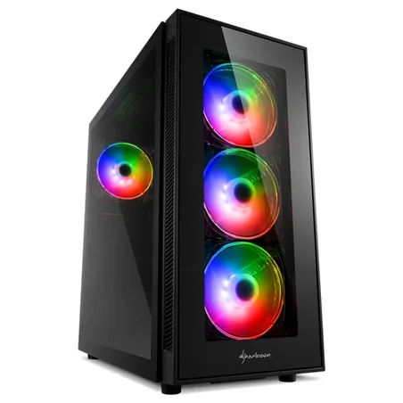 CAJA ATX SHARKOON TG5 PRO 2XUSB3.0 2XUSB2.0 SIN FUENTE RGB NEGRO