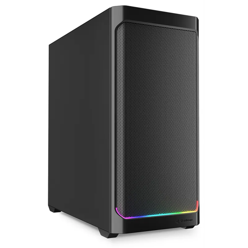 CAJA GAMING ATX SHARKOON AK4 2XVENT 120MM 3XUSB SN FUENTE NEGRO RGB STRIP