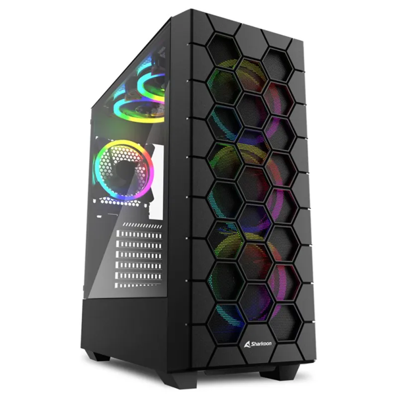 CAJA ATX SHARKOON RGB HEX 2XUSB3.0 SIN FUENTE NEGRO