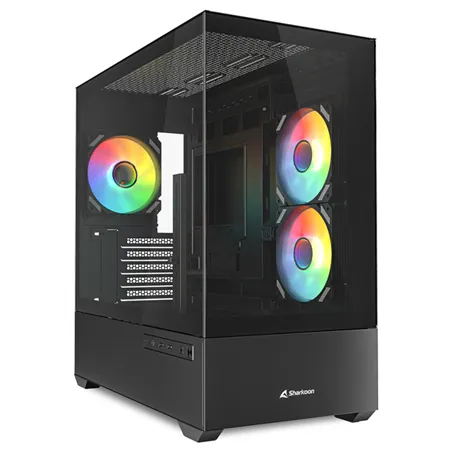 CAJA GAMING mATX SHARKOON MK6 RGB 3XVENT 120MM 2XUSB SN FUENTE NEGRO
