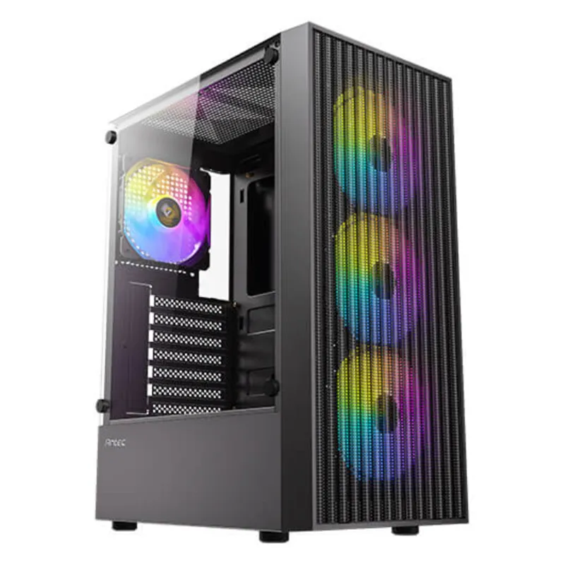 CAJA ANTEC AX27 ARGB ATX NEGRO 4XVENT 120MM 2XUSB SN FUENTE