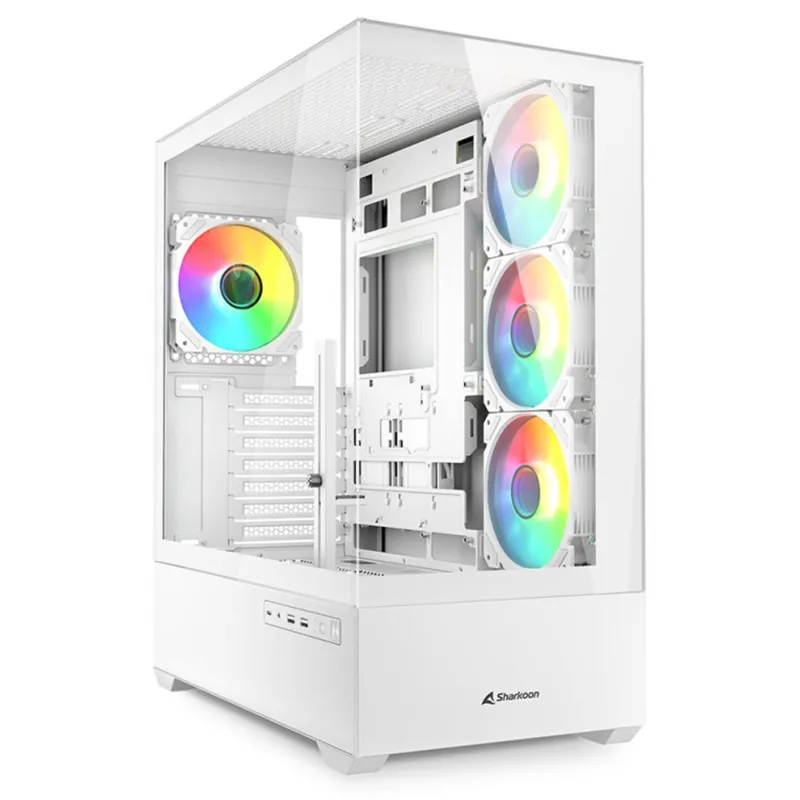 CAJA GAMING ATX SHARKOON AK6 TGV 4XVENT 120MM 2XUSB SN FUENTE BLANCO