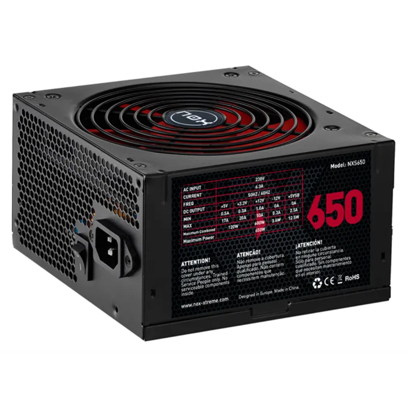 FUENTE ALIMENTACION NOX NX650 650W ATX NEGRO