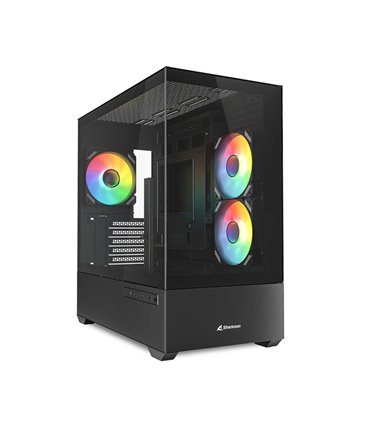CAJA GAMING SHARKOON MK6 RGC MICRO ATX NEGRO 3XVENT 120MM 2XUSB SN FUENTE