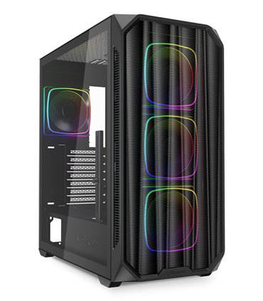 CAJA GAMING SHARKOON AK5M RGB ATX NEGRO 3XVENT 120MM 2XUSB SN FUENTE