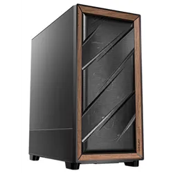 CAJA ANTEC FLUX SE ATX WOOD NEGRO 2XUSB SN FUENTE
