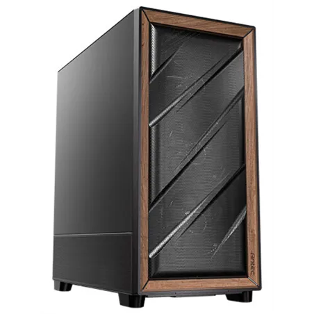 CAJA ANTEC FLUX SE ATX WOOD NEGRO 2XUSB SN FUENTE