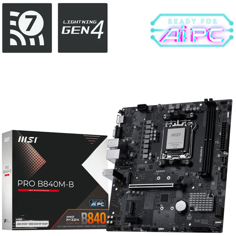 PLACA BASE MSI PRO B840M-B M-ATX AM5 DDR5